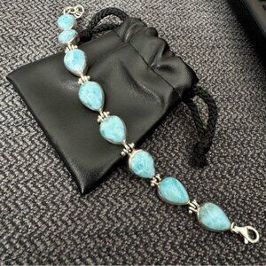 ✨ Beautiful Dominican Larimar Silver Bracelet